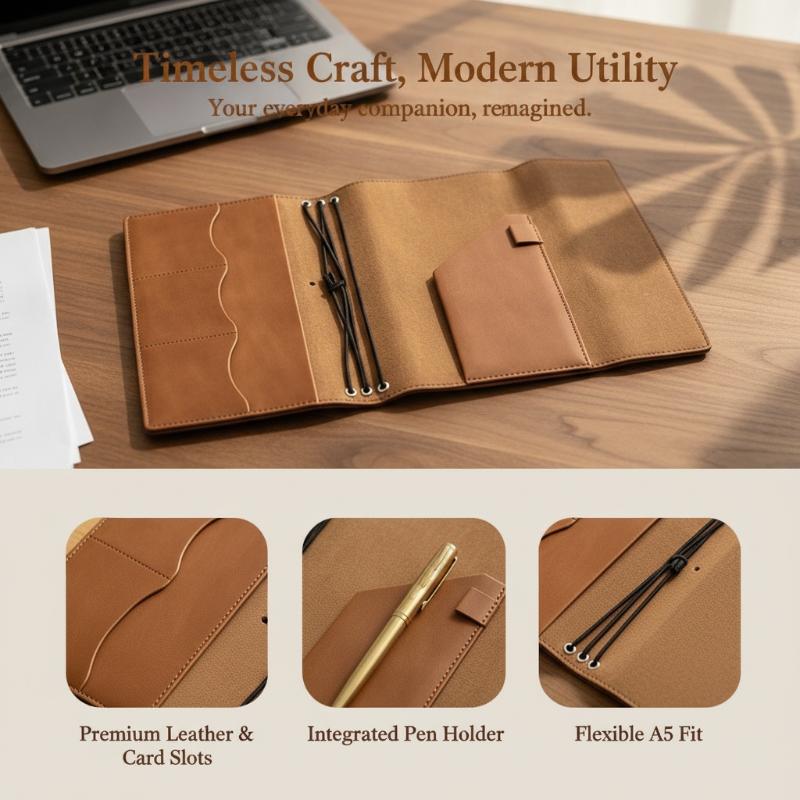 Vintage Leather Journal Notebook - دفتر ملاحظات قابل لإعادة التعبئة من